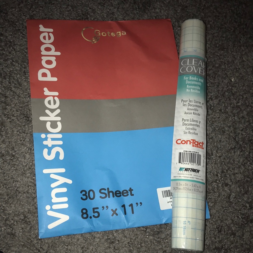 NEW - Sticker making supply lot (vinyl stick paper & clear cover contact)